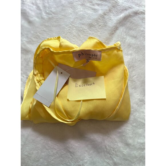 Philosophy Republic Clothing Women Yellow Satin Flutter Sleeve Blouse Medium New - Picture 10 of 10